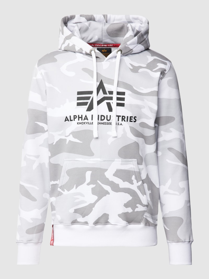 Hoodie mit Camouflage-Muster Modell 'BASIC' in weiß