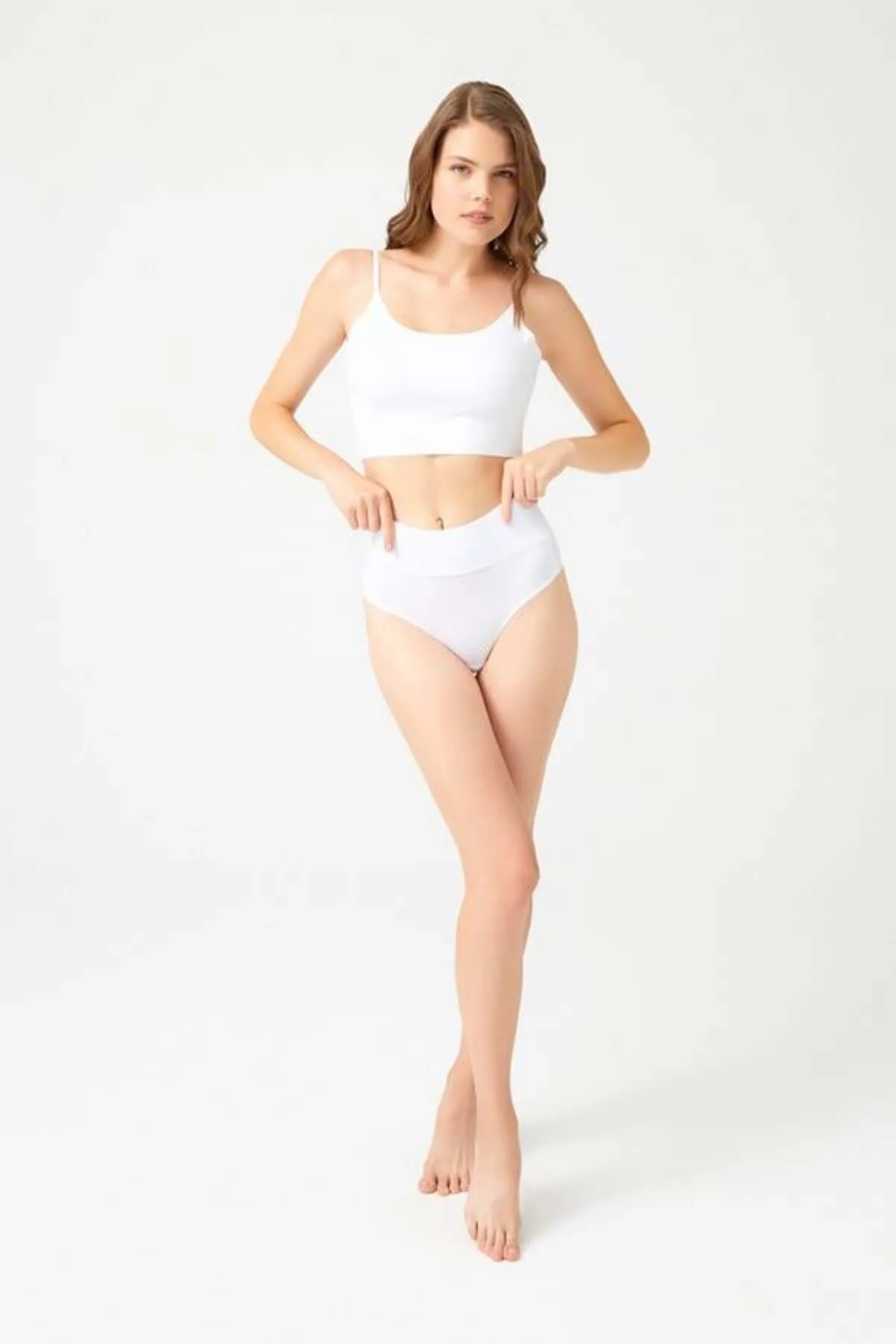Cottonhill  Damen-Tangas aus Baumwolle mit hoher Taille, 3er-Pack