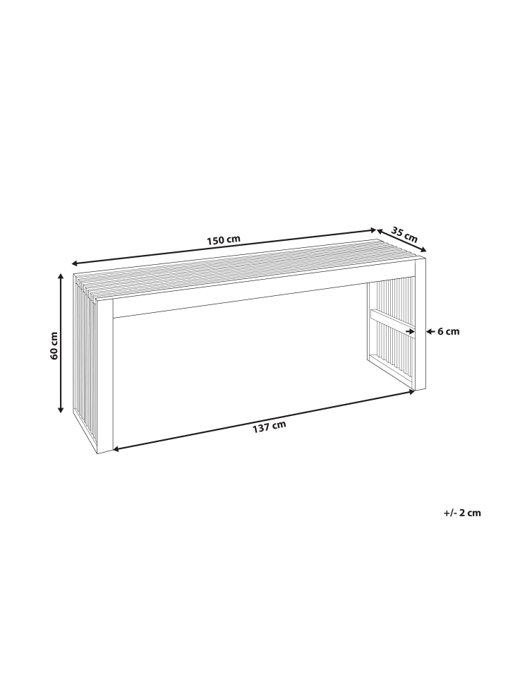 Beliani Gartentisch BELLANO in Heller Holzfarbton - (W) 150 x (H) 60 x (L) 35 cm günstig kaufen onesize