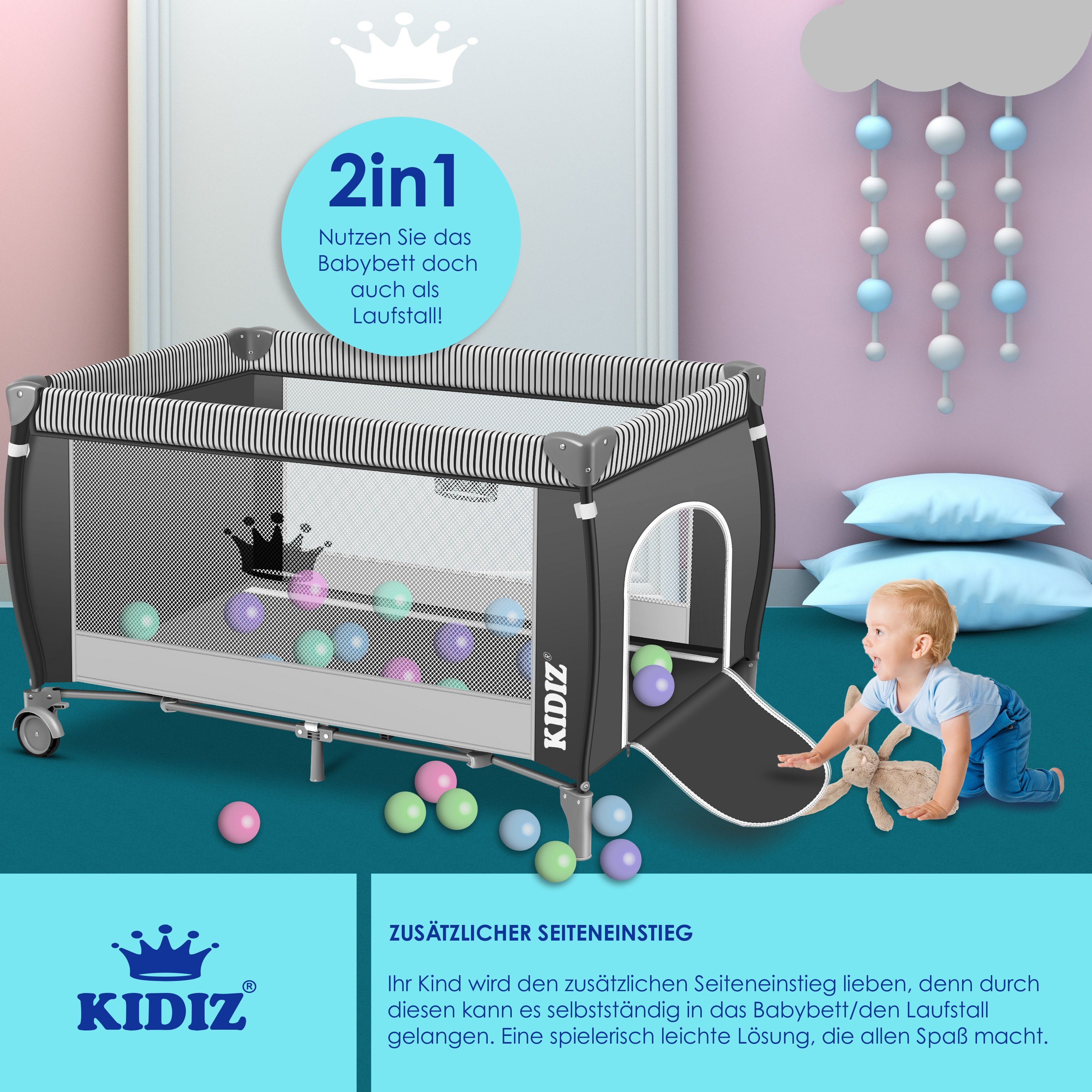 KIDIZ Baby-Reisebett, Babybett in Reisebett Kombi Set Baby Bett mit Wickelauflage