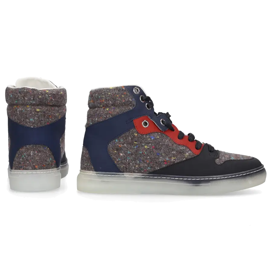 Balenciaga - Sneaker Mid Top Nubukleder schwarz Stoff multicolour - grau