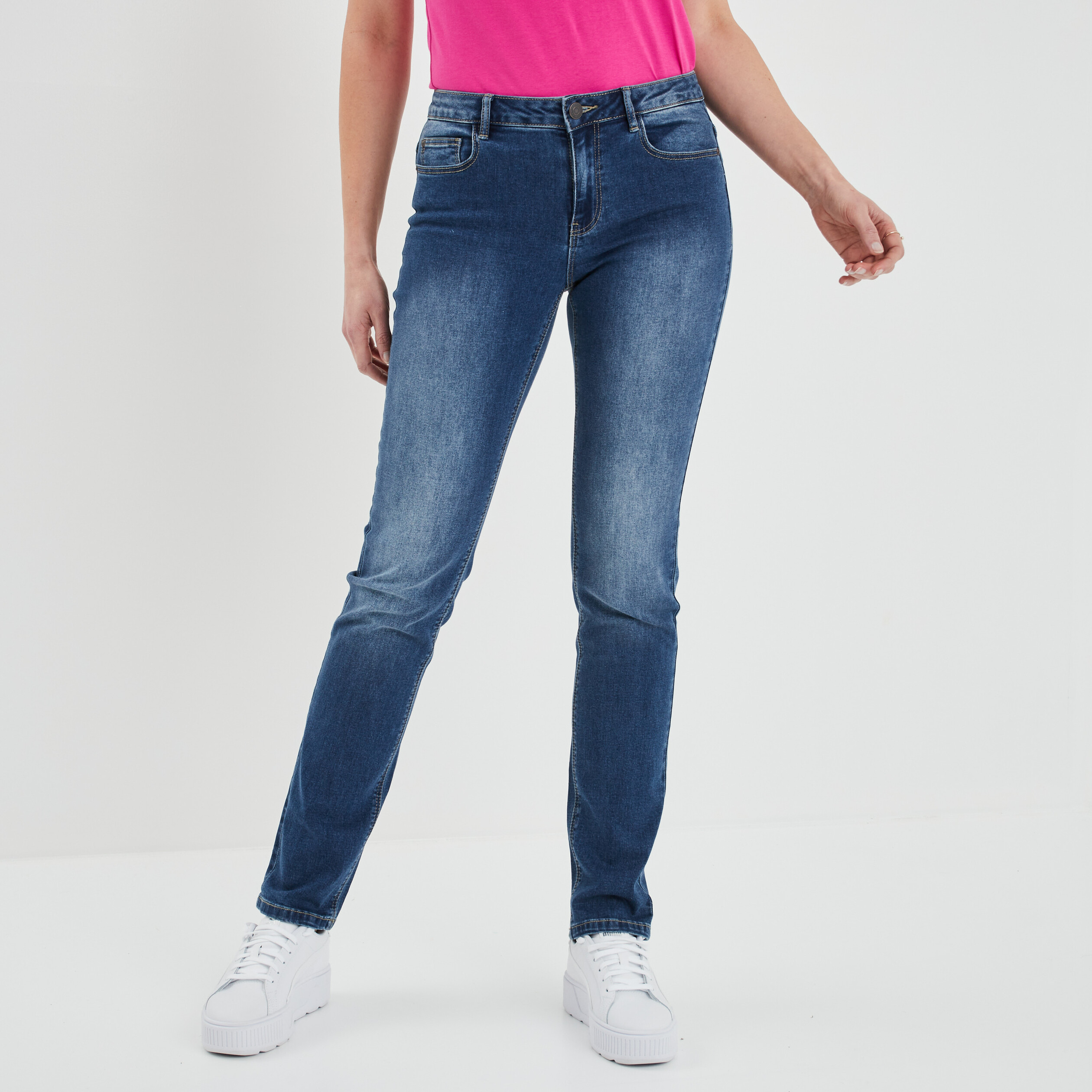 Jeans straight taille normale denim stone femme | La Halle
