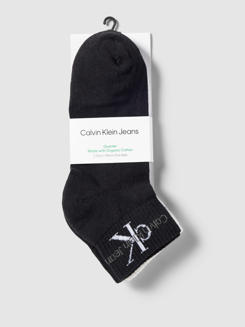 Socken mit Label-Detail Modell 'QUARTER' im 2er-Pack in schwarz