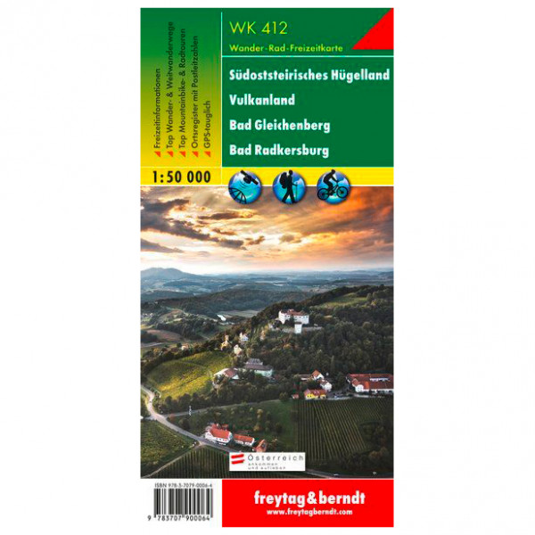 Freytag & Berndt - Südoststeirisches Hügelland-Vulkanland-Bad Gleichenberg-Bad Radkersberg - Wanderkarte