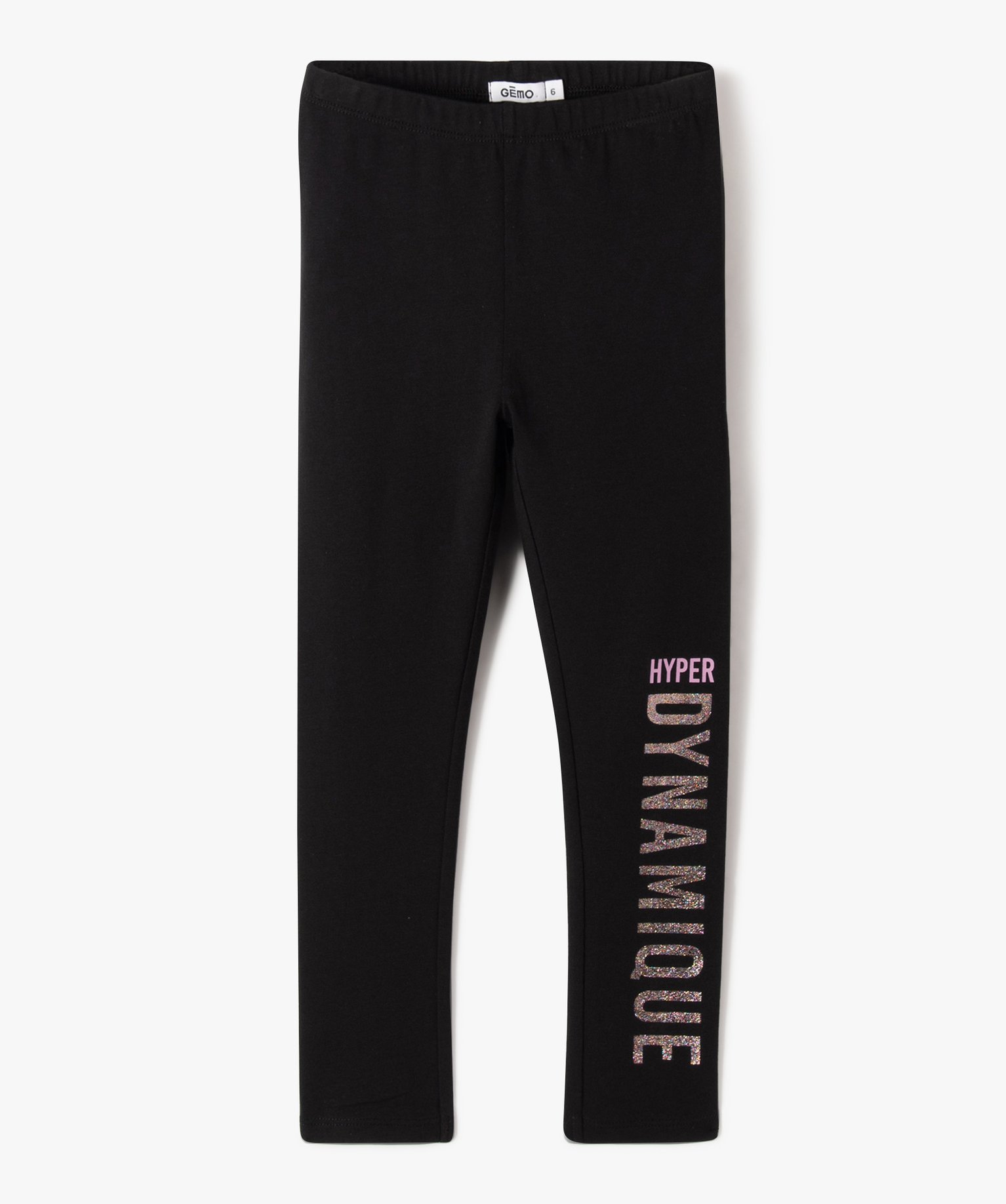 Leggings avec inscription pailletée fille noir | GEMO