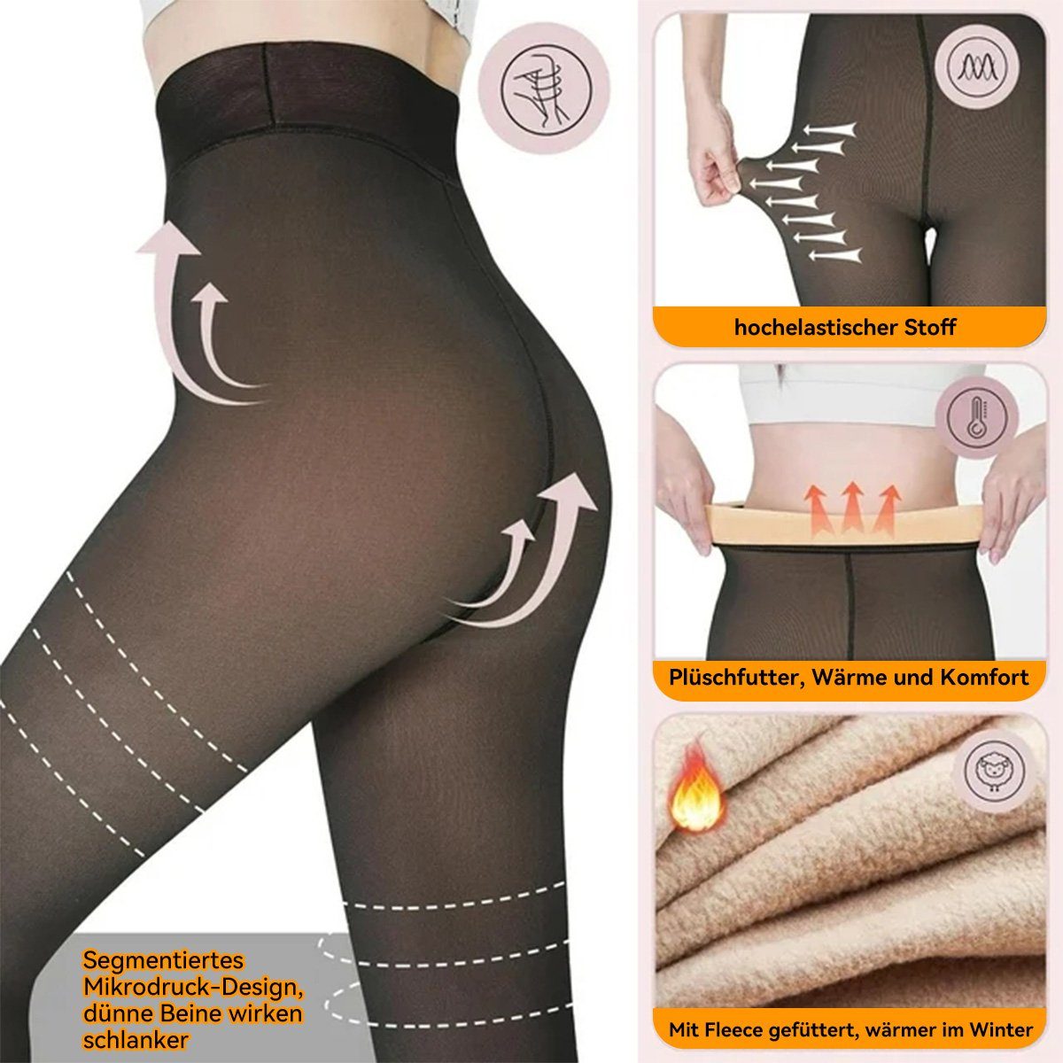 DOPWii Strumpfhose Thermo-Strumpfhose,Thermohose für 40-70 kg Frauen, 200g/300g plus Samt