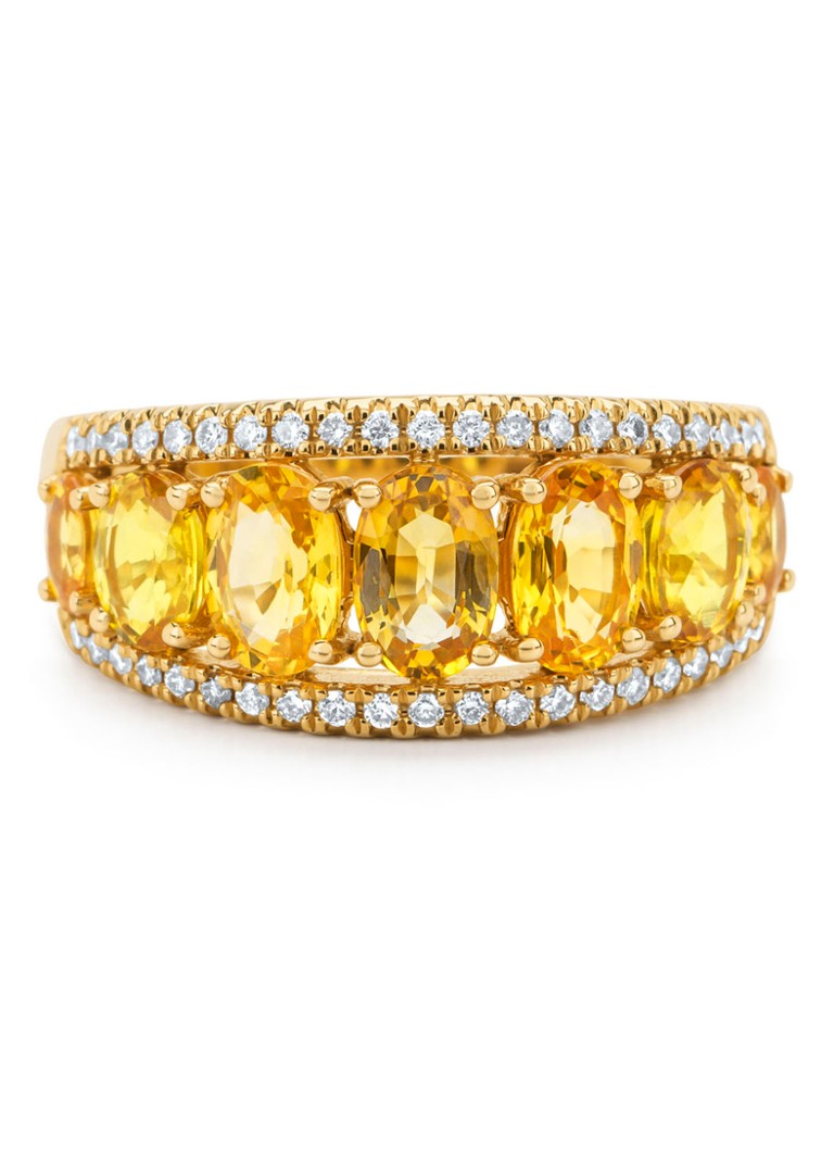 Diamond Point Yellow gold ring, 3.08 ct yellow sapphire, Eden