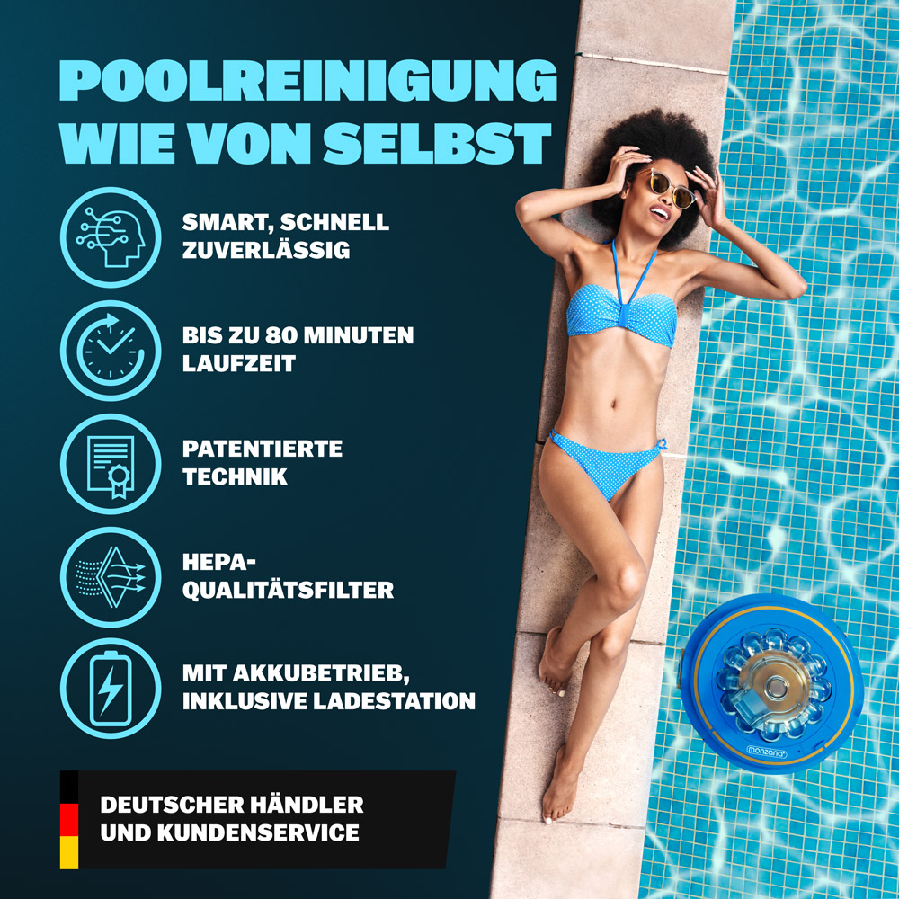 Casaria monzana® Poolreinigungsroboter Poolboy 600 35x18,5cm blau