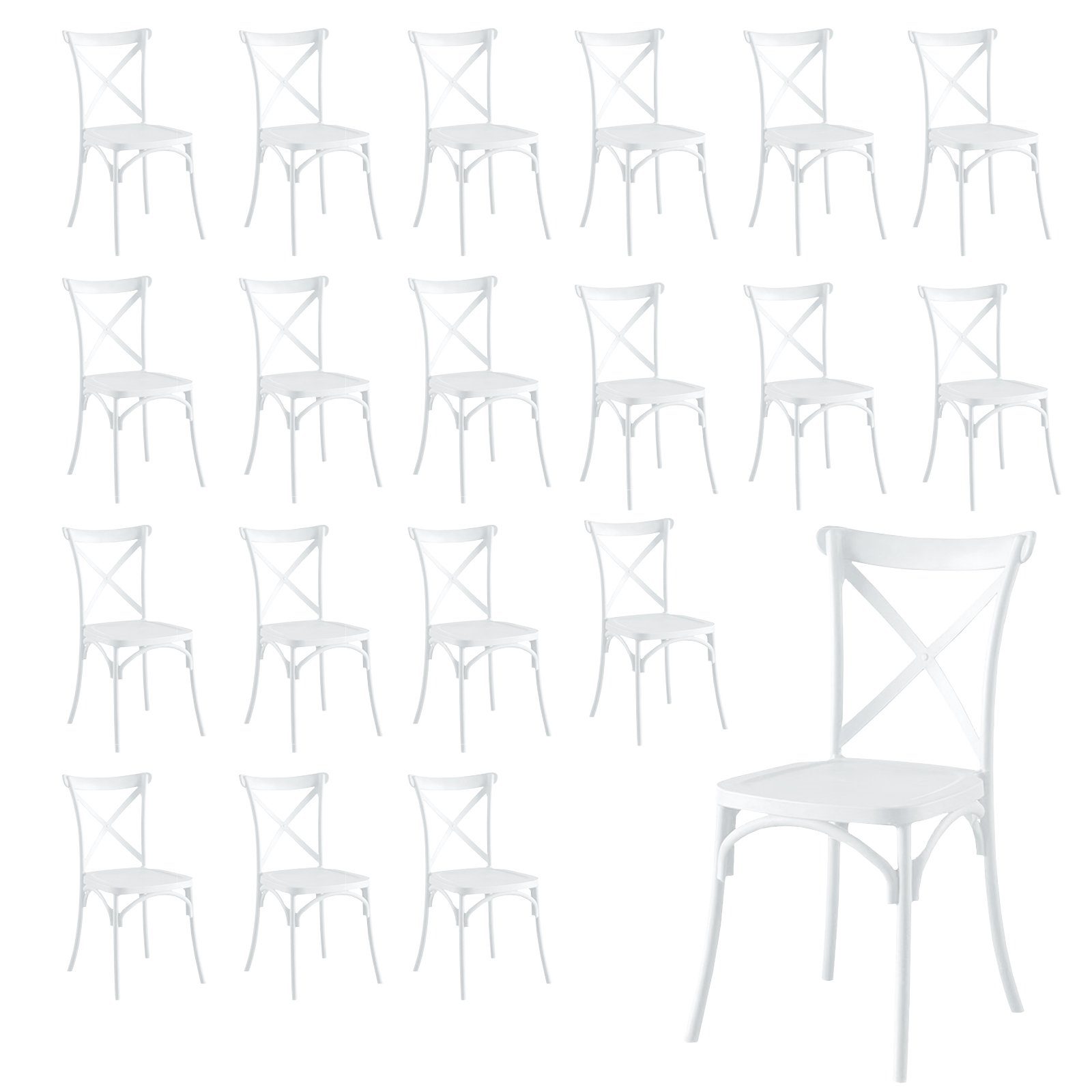 HTI-Living Stapelstuhl Stuhl Bryne Weiß 20 er Set (Set, 20 St), Stapelstuhl Bistrostuhl Esszimmerstuhl Küchenstuhl Gartenstuhl