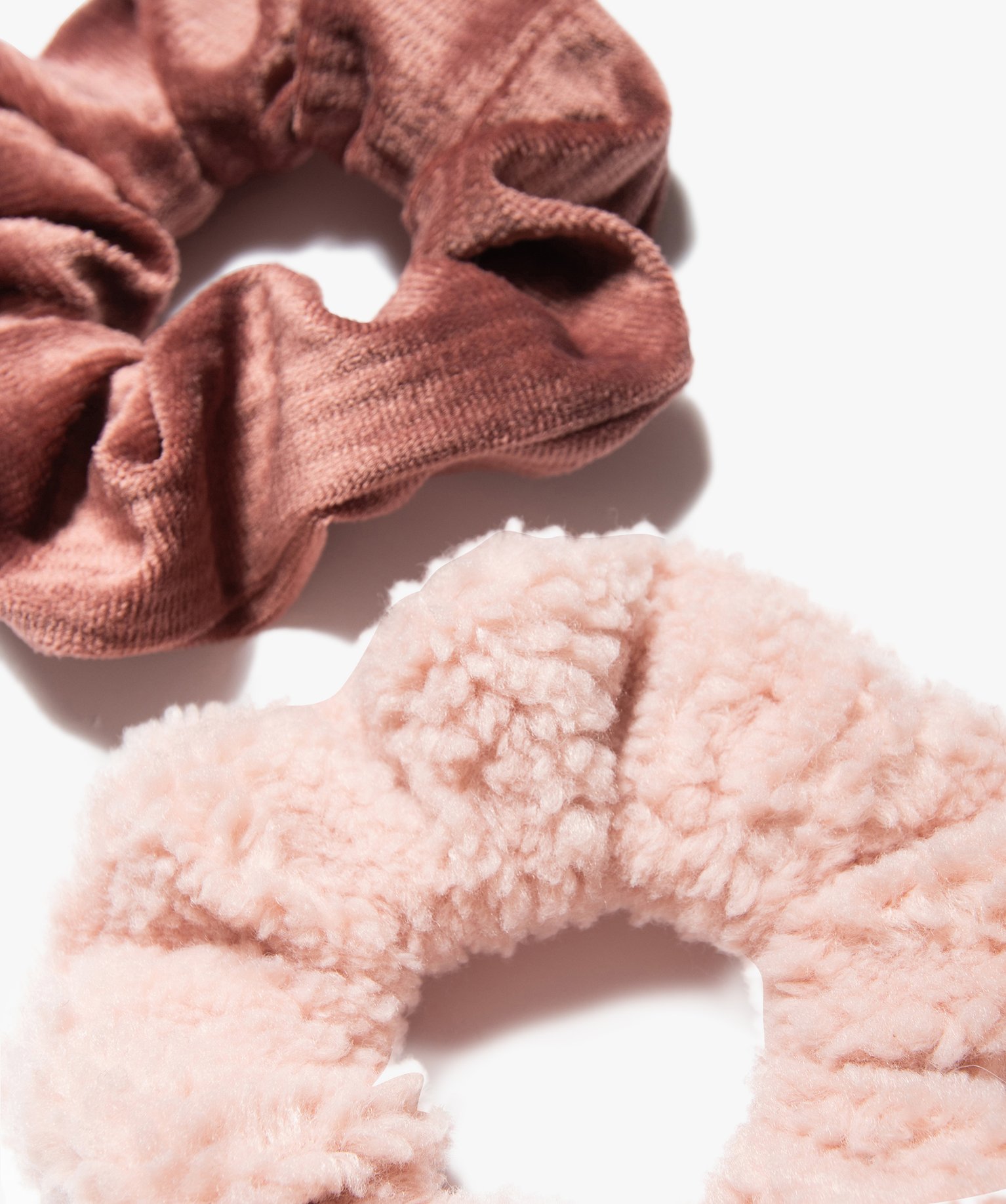 Chouchous femme en velours et fourrure imitation (lot de 2) rose | GEMO