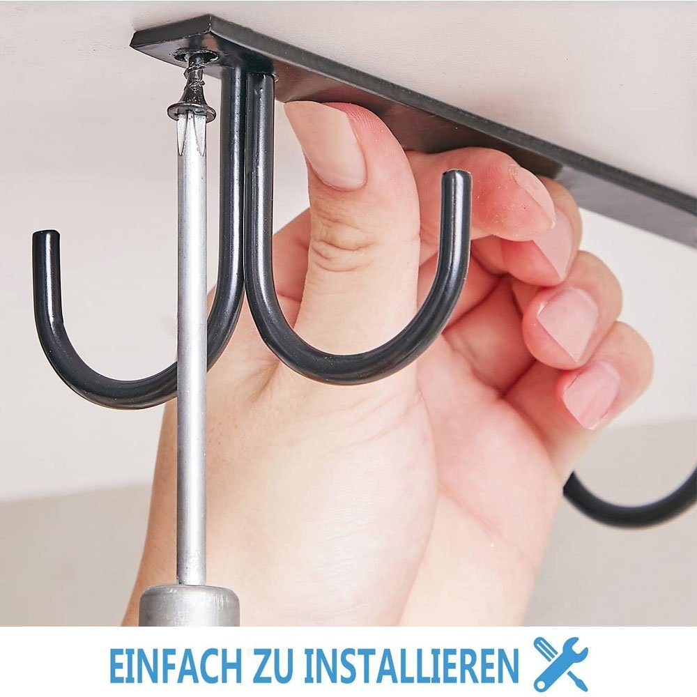 Sarfly Gläserhalter Tassenhalter unter dem Schrank, Kaffeetassenhalter mit Schrauben (3 St), 12 Tassenhaken unter dem Regal, Trockenhaken