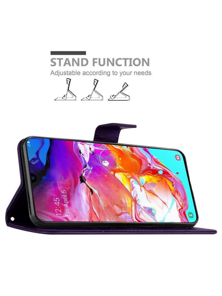 cadorabo Hülle für Samsung Galaxy A70 / A70s Blumen Design in FLORAL DUNKEL LILA günstig kaufen onesize