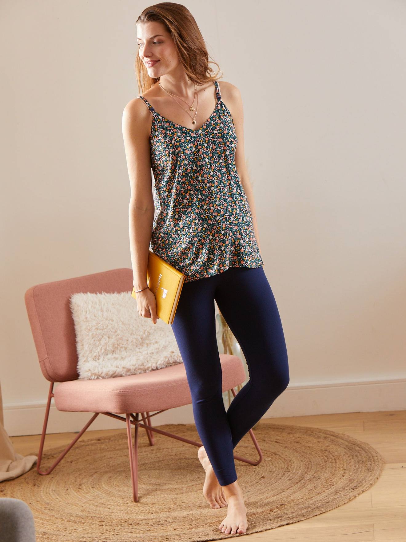 Ensemble 4 pièces homewear grossesse et allaitement pack pyjama fleuri