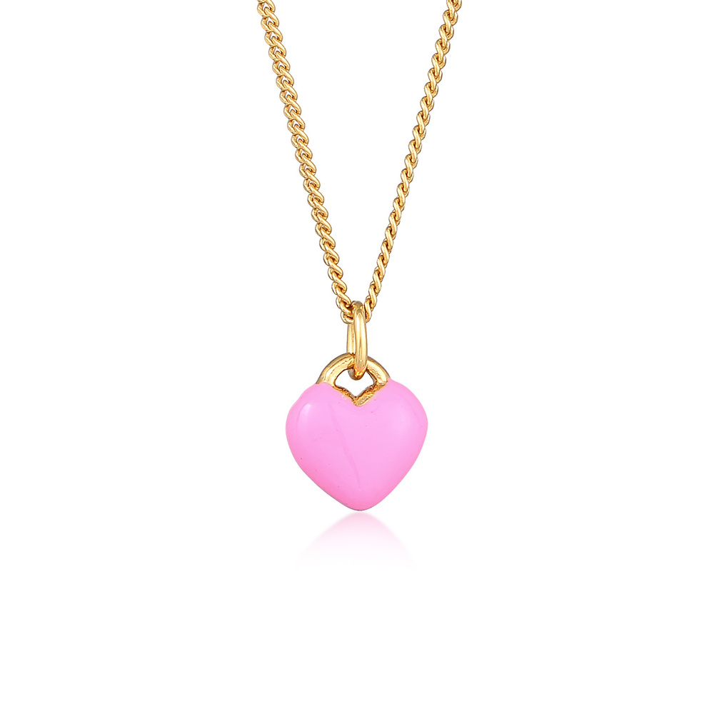 Elli Elli Collier Enfants Pendentif Coeur Mignon avec émail rose en argent sterling 92 collier