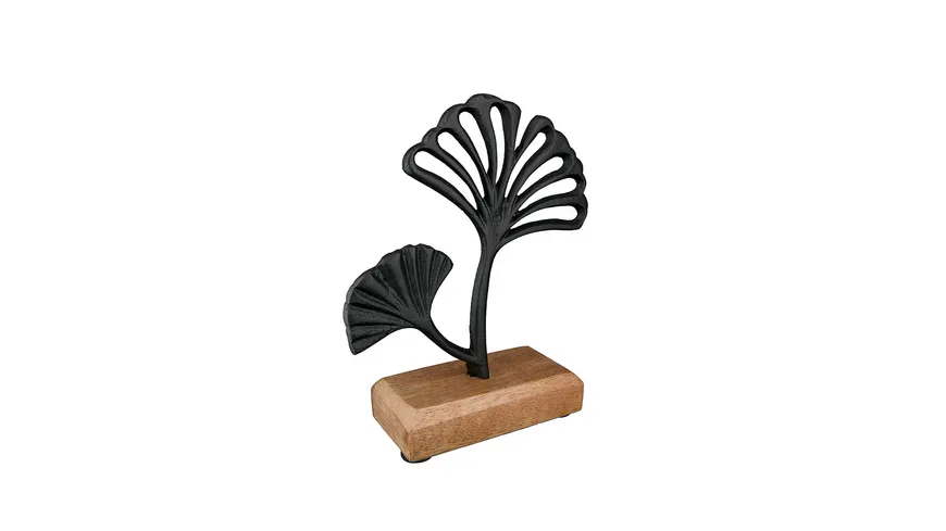 GILDE Standrelief Ginkgo H=17cm Schwarz