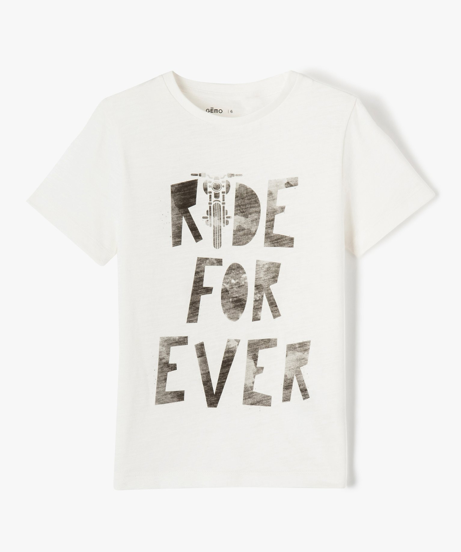 Tee-shirt à manches courtes avec inscription Garçon ecru | GEMO