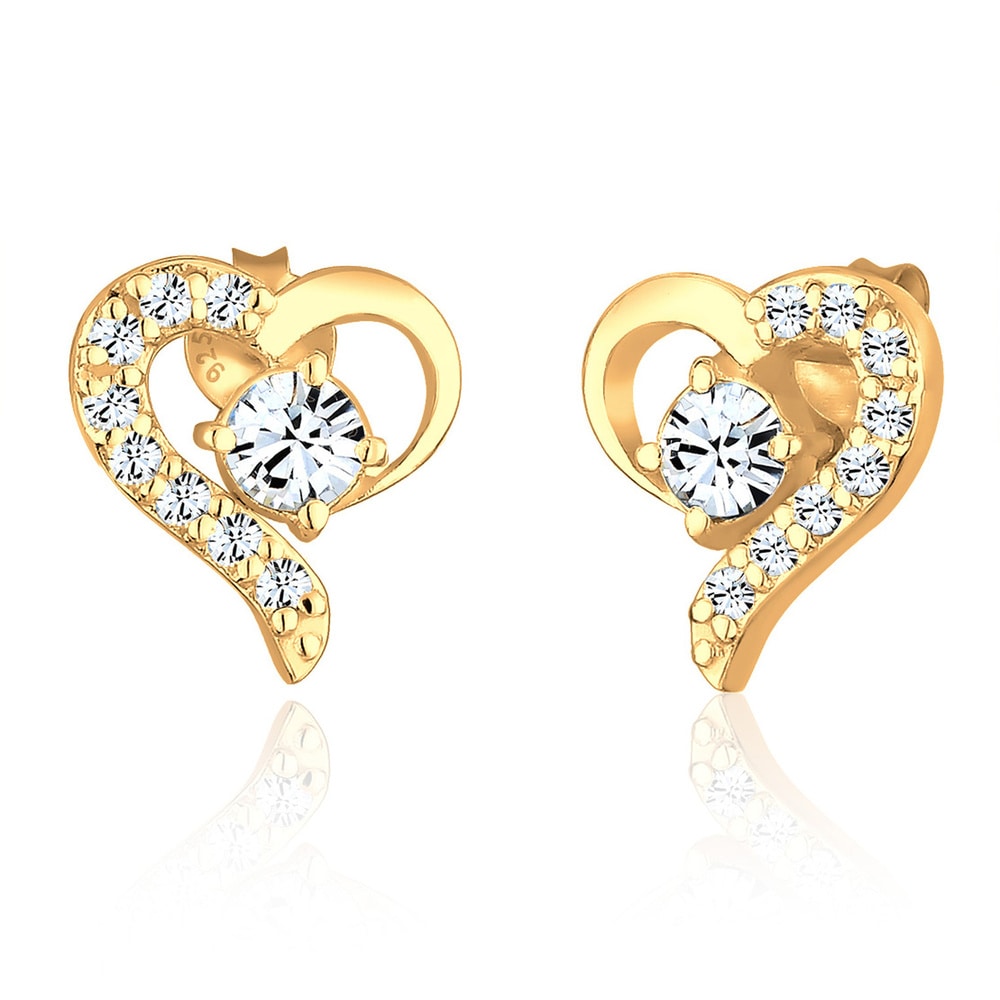 Elli Elli Boucles d'Oreilles Herz Kristalle Silber vergoldet Boucles d'oreilles