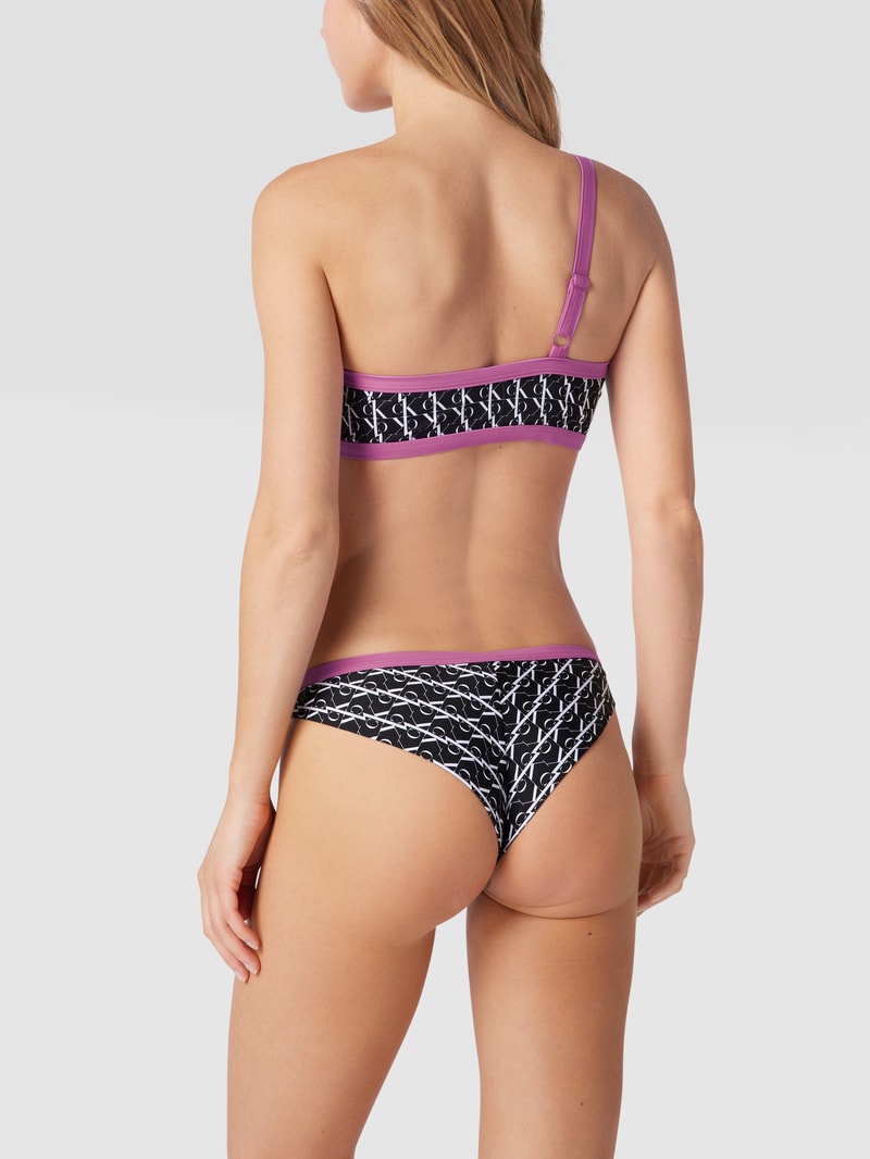 Bikini-Oberteil im One-Shoulder-Look in schwarz