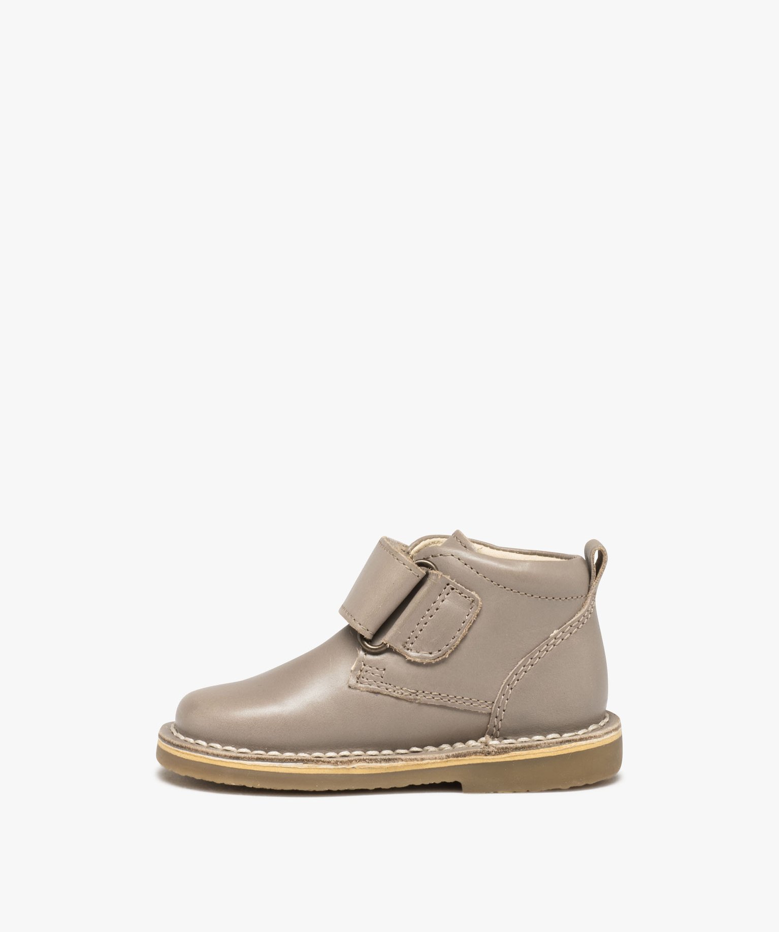 Boots bébé fille en cuir avec col à paillettes et scratch... taupe | GEMO