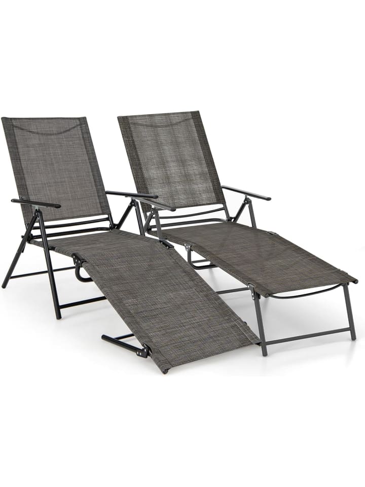 COSTWAY 2er Set Sonnenliege klappbar in Braun günstig kaufen onesize