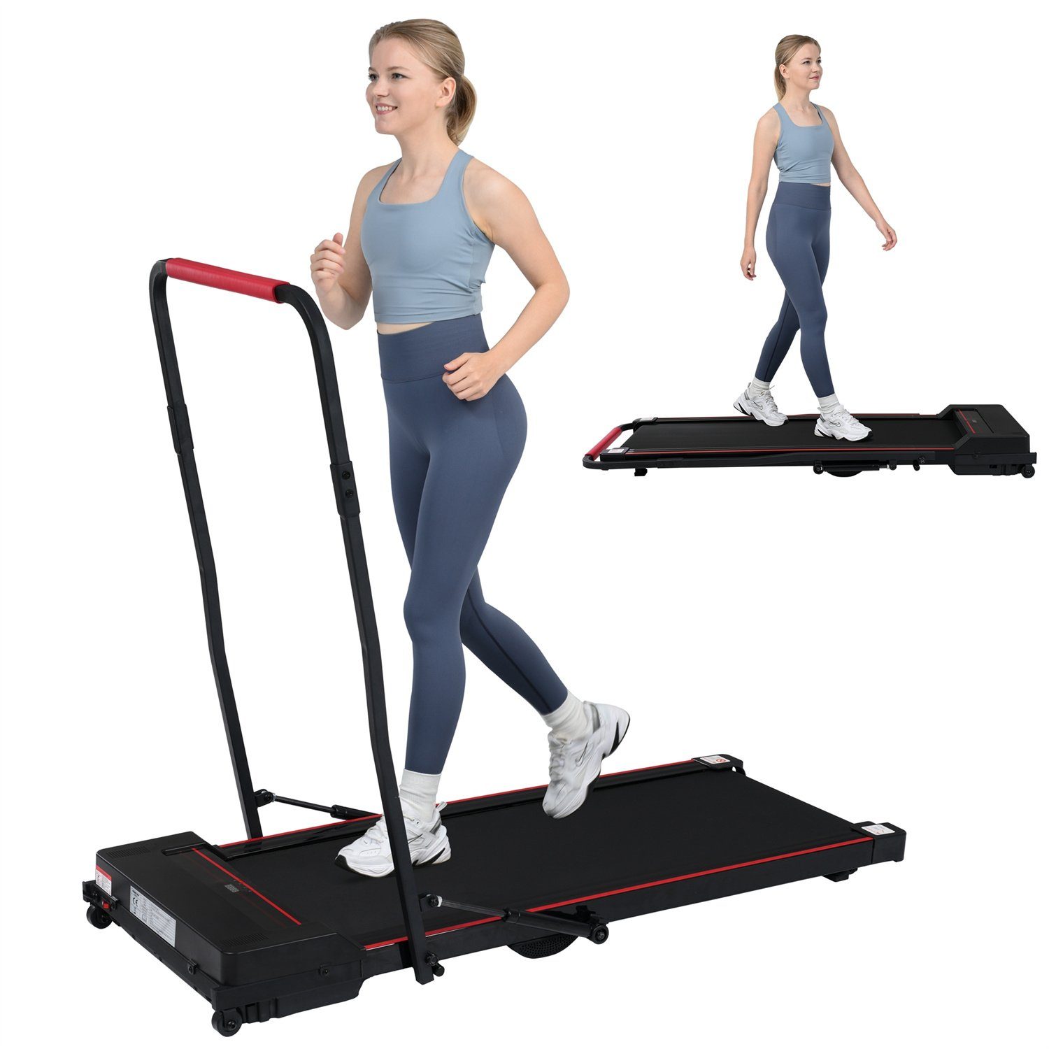 Fangqi Laufband 2.25HP klappbares Laufband, LED Anzeige, mit Fernbedienung, Geschwindigkeit 1-12 km/h, breites Profil( 100x38cm)