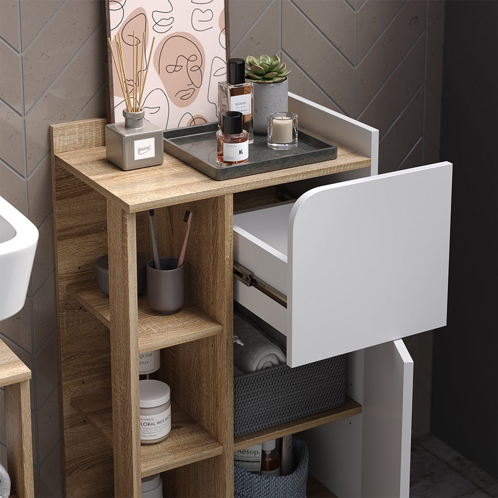 Vicco Badkommode Unterschrank Karen Sonoma Weiß