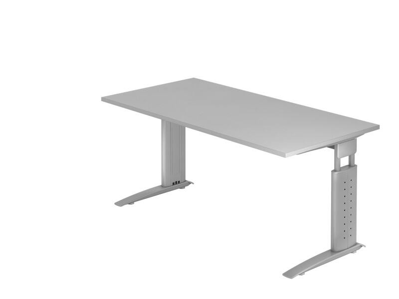 Hammerbacher Schreibtisch US16 Grau, Silber 1.600 x 800 x 680 x 680 - 860 mm