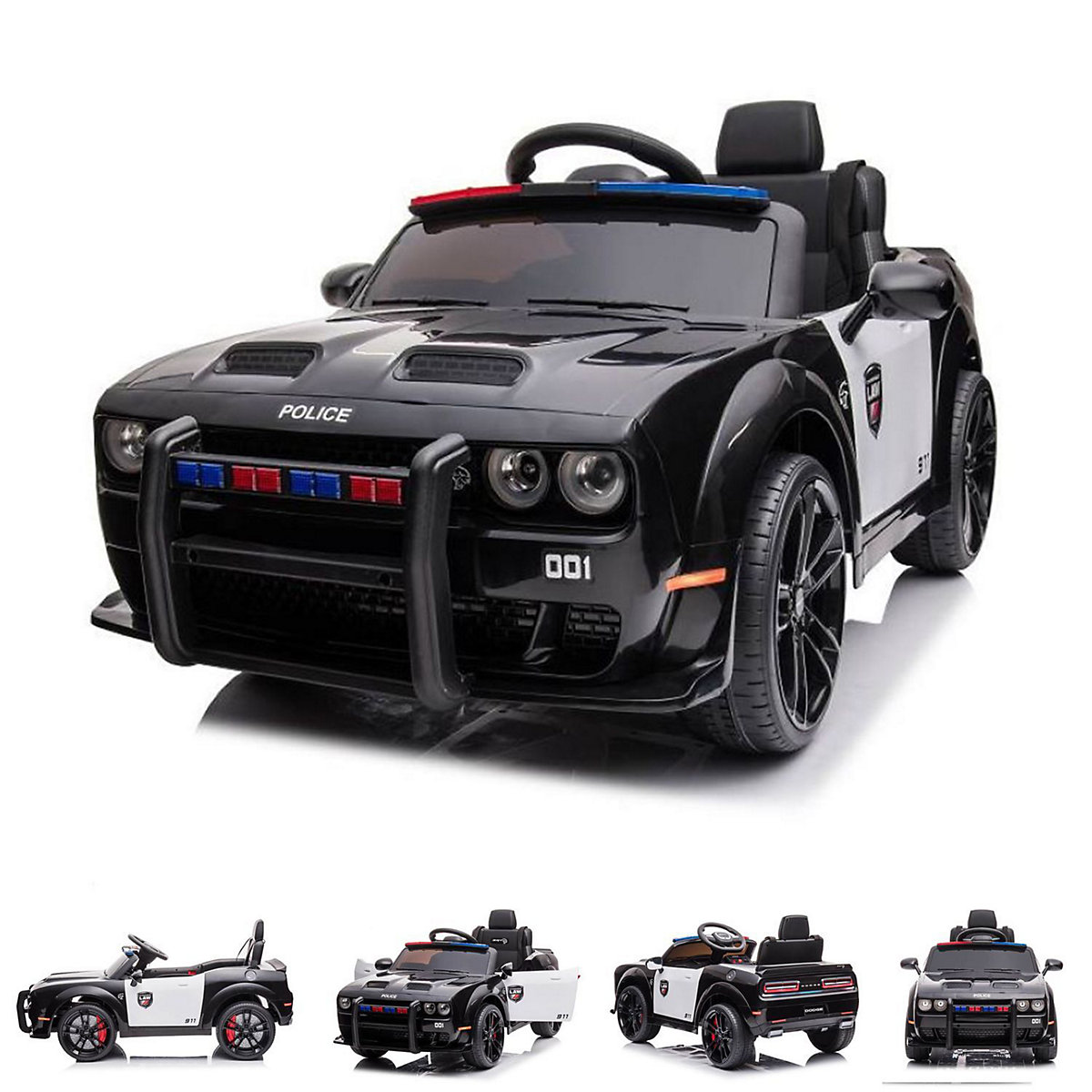 Kinder Elektroauto Dodge Polizei Sirene Fernbedienung Polizeilichter MP3 Elektro-Autos