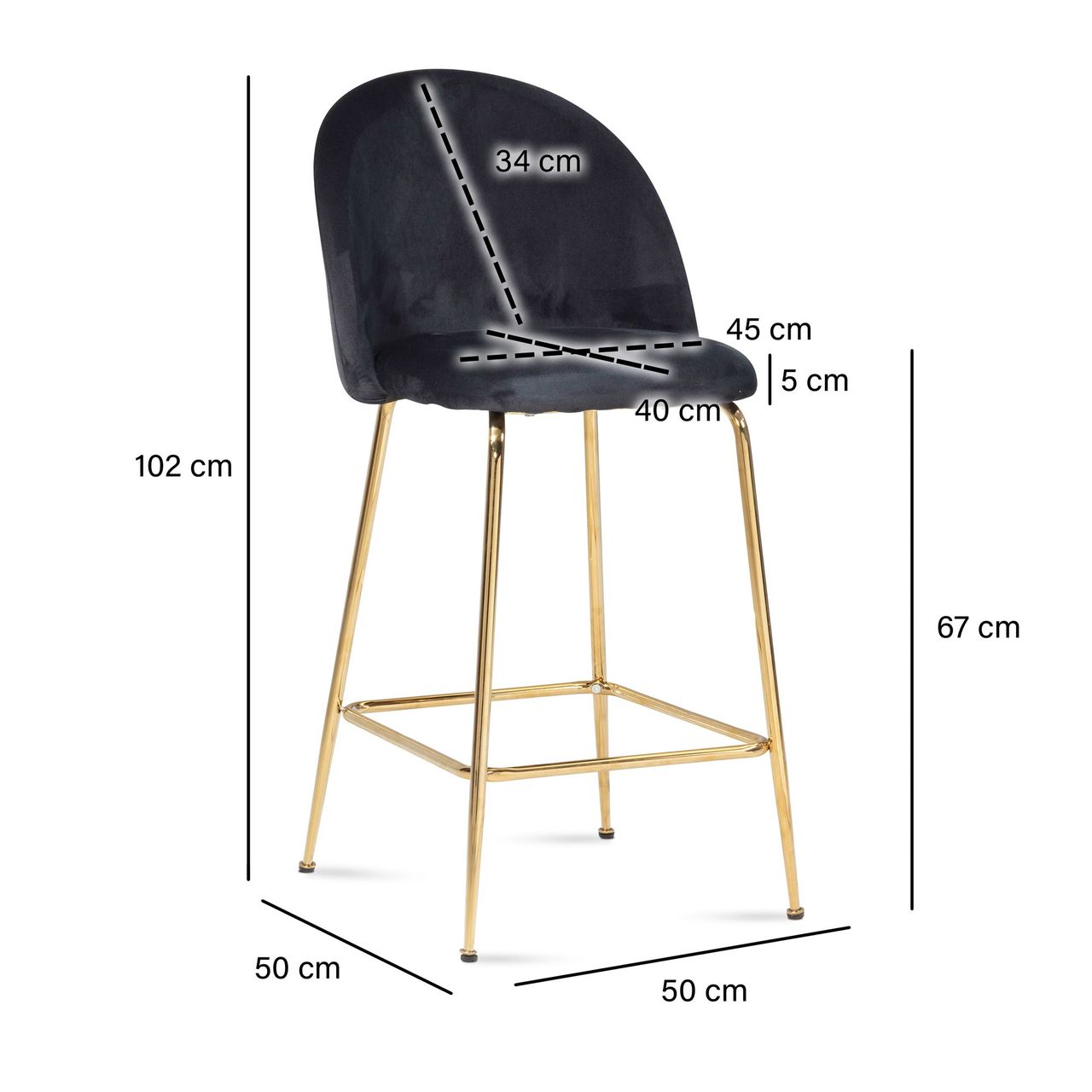 Wohnling Barhocker 2er Set Samt