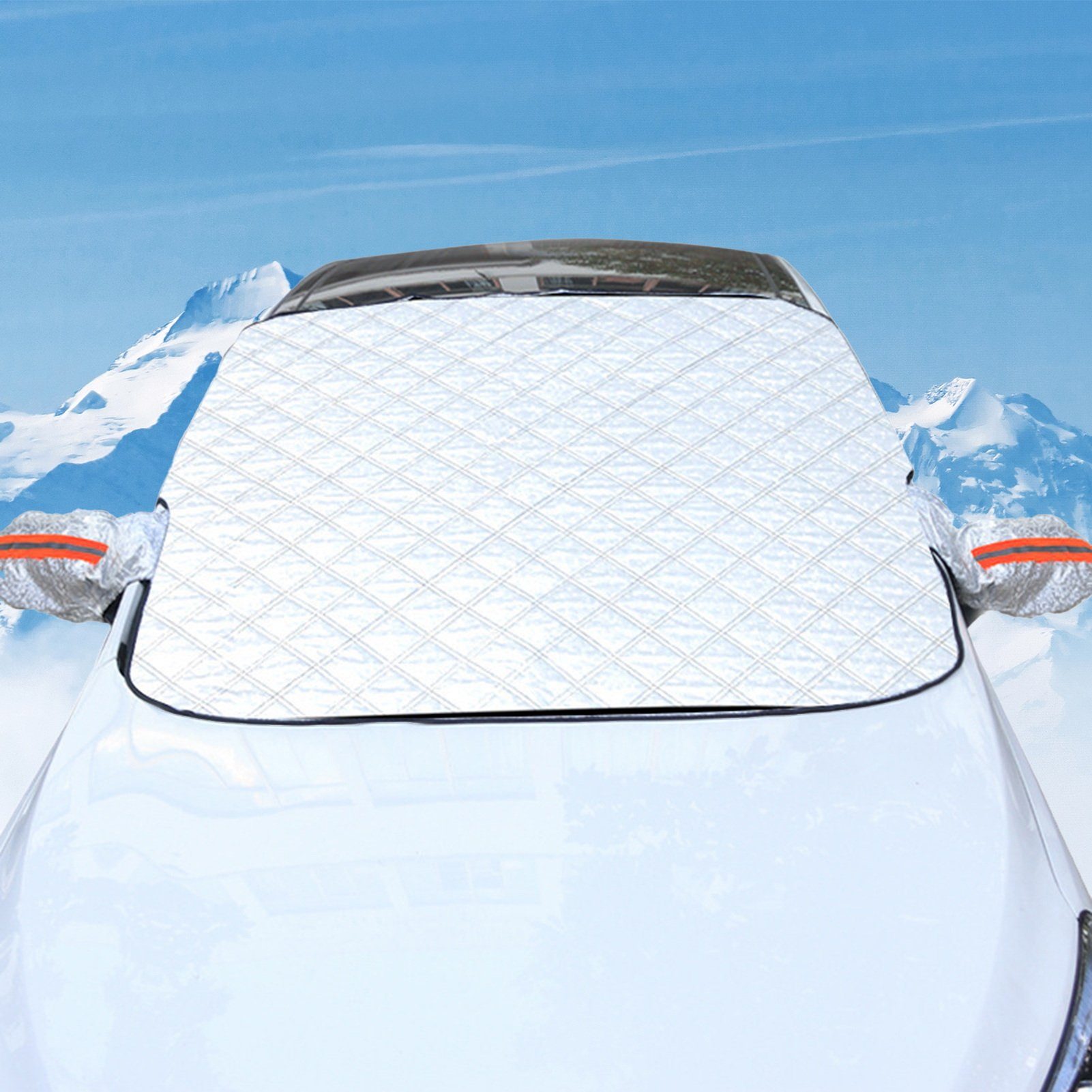 Rutaqian Frontscheibenabdeckung Frontscheibenabdeckung, Windschutzscheibenabdeckung, (Auto Scheibenabdeckung, mit Seitenspiegelabdeckung Winter Frostabdeckung), für die Windschutzscheibe gegen Schnee, EIS, Frost, Staub, Sonne