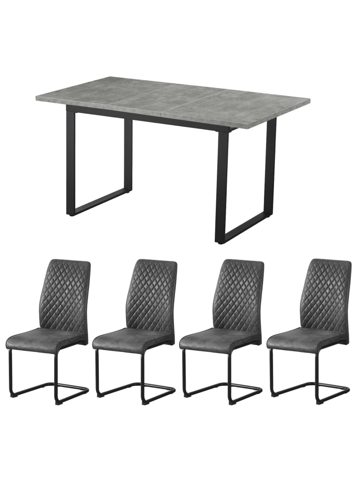 B&D Home 5-tlg. Set: Essgruppe Silas in Betonoptik günstig kaufen onesize