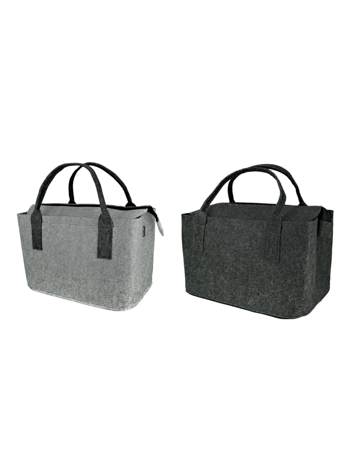 GMD Living 2er Set Filztasche mit Reißverschluss in Hellgrau & Dunkelgrau günstig kaufen onesize
