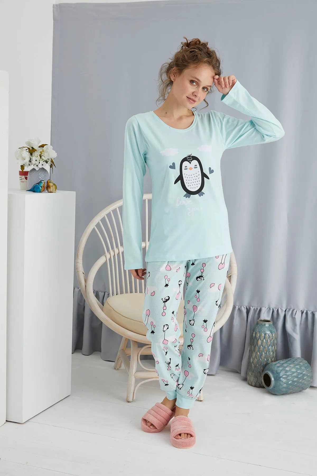 STRAWBERRY  LANGÄRMELIGES PYJAMA-SET AUS BAUMWOLLE
