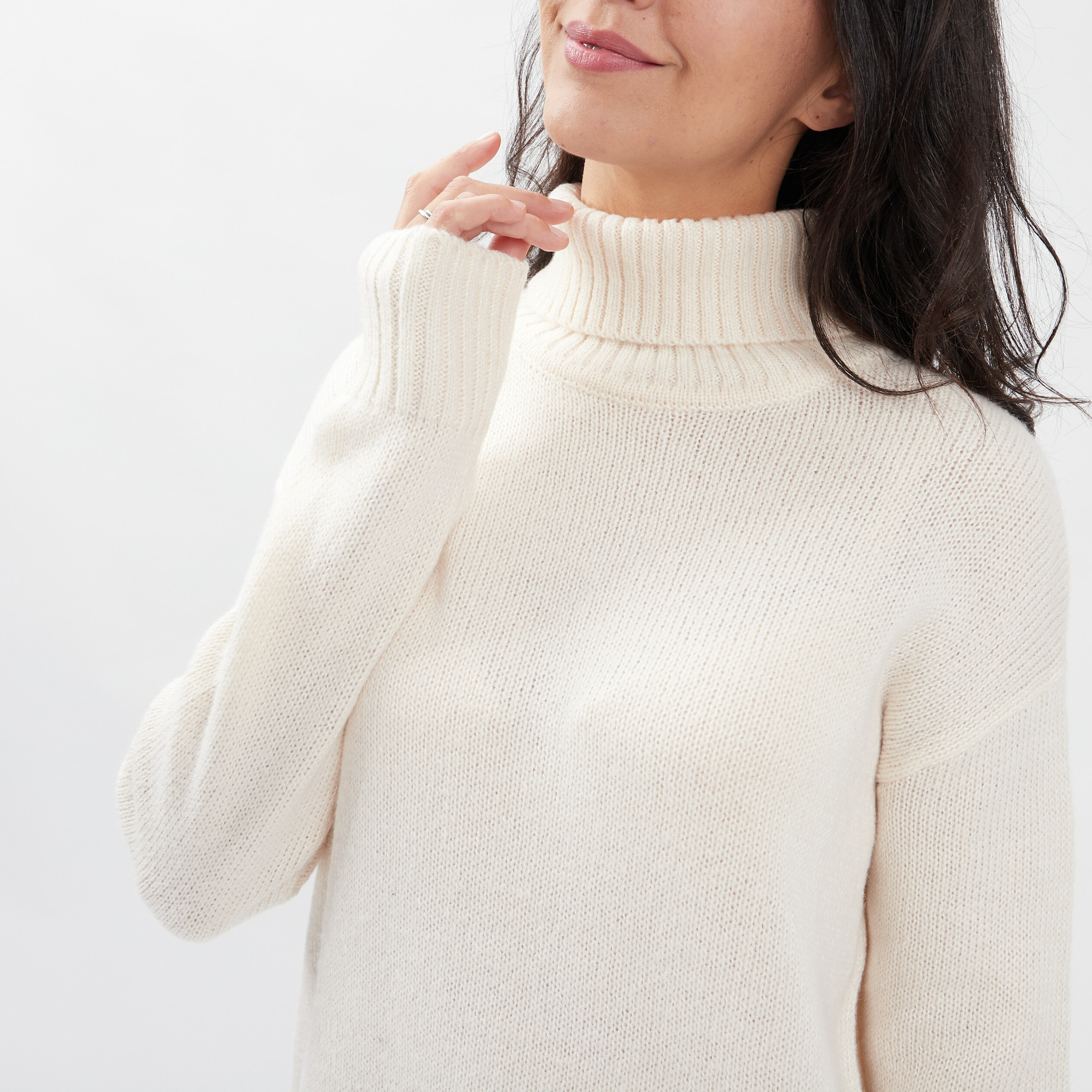 Pull col roulé ivoire femme | La Halle