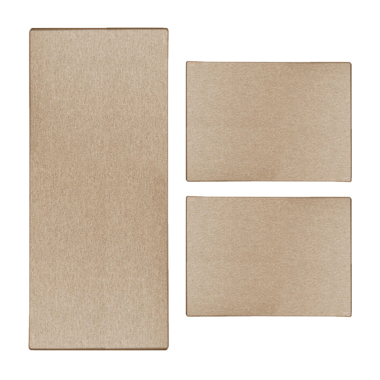 Bettumrandung Haifa Natur, Bettumrandung in 3 verschiedenen Größen, Rechteckig Karat, Höhe 3.5 mm, (3-tlg), in Sisal-Optik