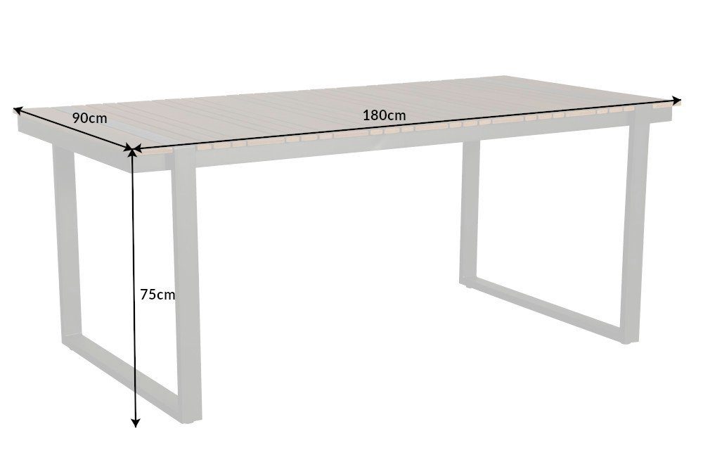 riess-ambiente Gartentisch TAMPA LOUNGE 180cm natur / grau (Einzelartikel, 1-St), wetterfest · Aluminium · Outdoor-Esstisch · Terrasse · Modern Design