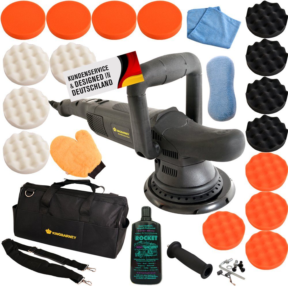 PROMAFIT Exzenter Poliermaschine Poliermaschine 810 W 15mm Hub (L), 1650 min. U/min, 4800 max. U/min, (Set, L), ohne Akku und Ladegerät, Poliermaschine für Rechts- und Linkshänder