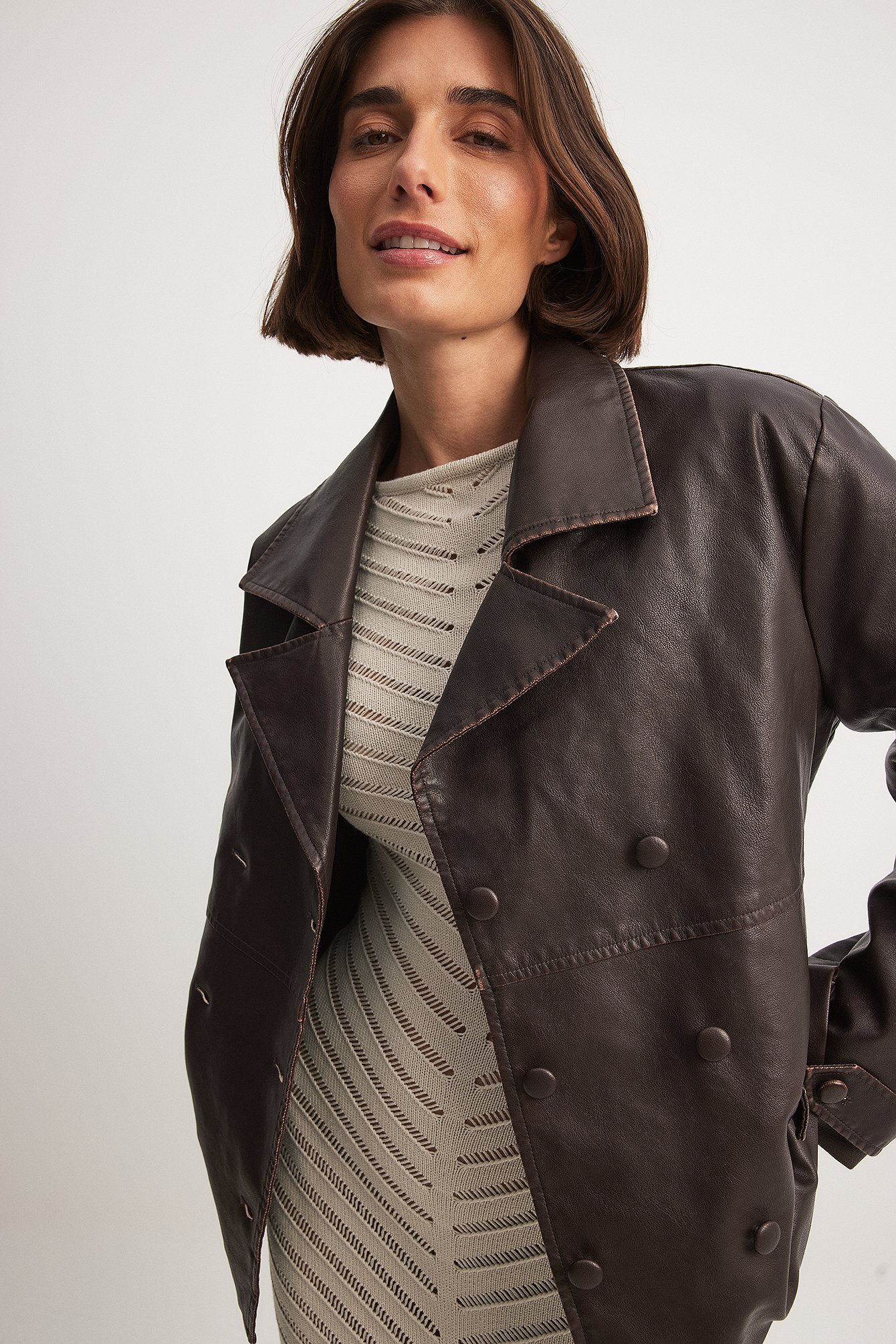 PU-Jacke mit Gürteldetail