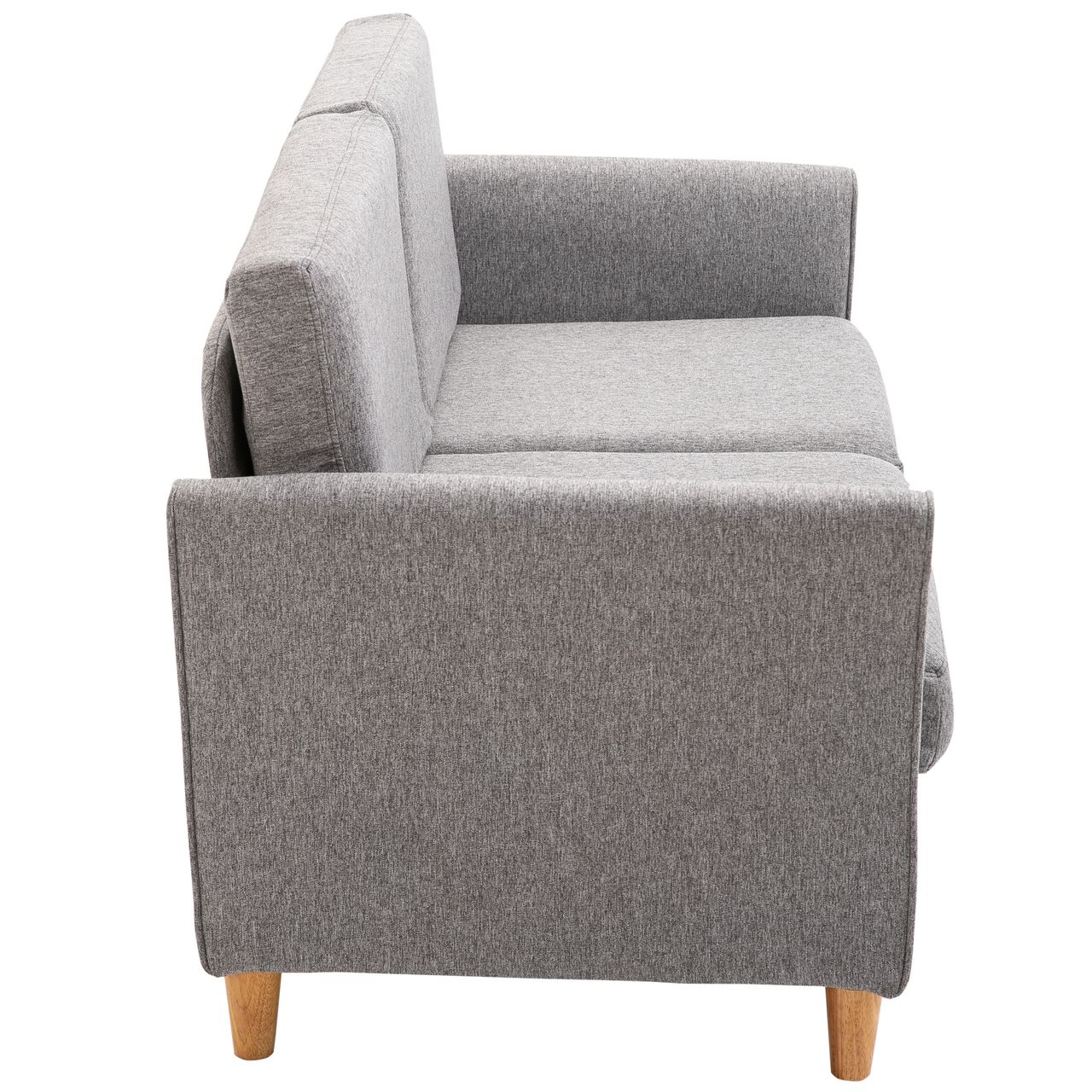 HOMCOM 2-Sitzer Sofa Stoffsofa Doppelsofa abnehmbar mit Kissen 200 kg-Belastbarkeit Leinen Schaumstoff Hellgrau 141 x 70 x 78 cm