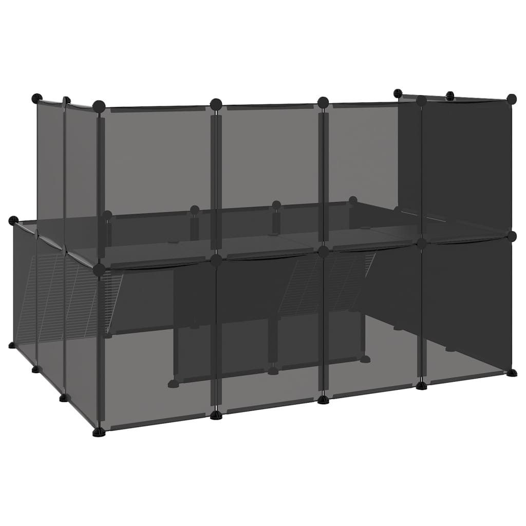 vidaXL Kleintierkäfig Kleintierkäfig Schwarz 143x107x93 cm PP und Stahl Hasen Kaninchen Hams