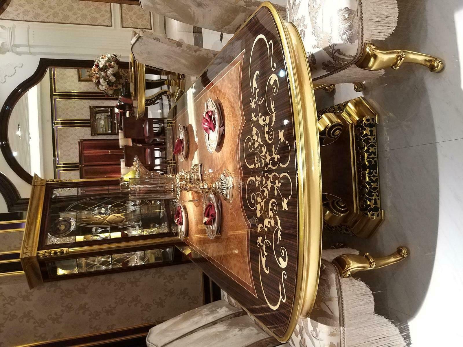 JVmoebel Esszimmer-Set, Esszimmer Set Garnitur Vitrine Tisch 6x Stuhl Kommode Spiegel