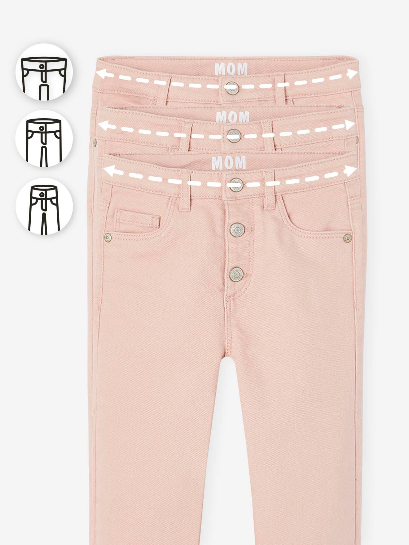 Vertbaudet Mädchen Mom-Fit-Hose, Hüftweite COMFORT - wollweiß