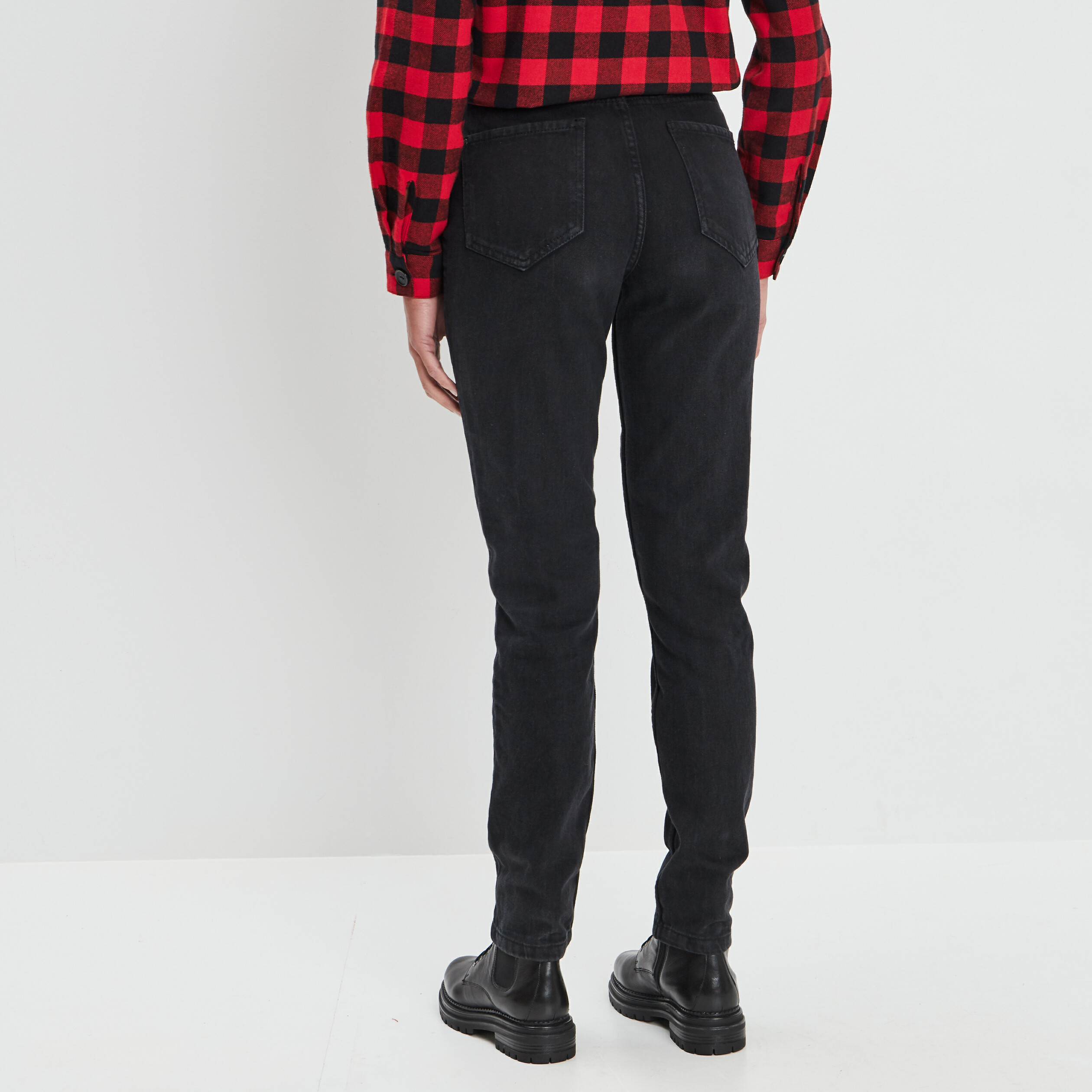Jeans slim taille haute noir femme | La Halle