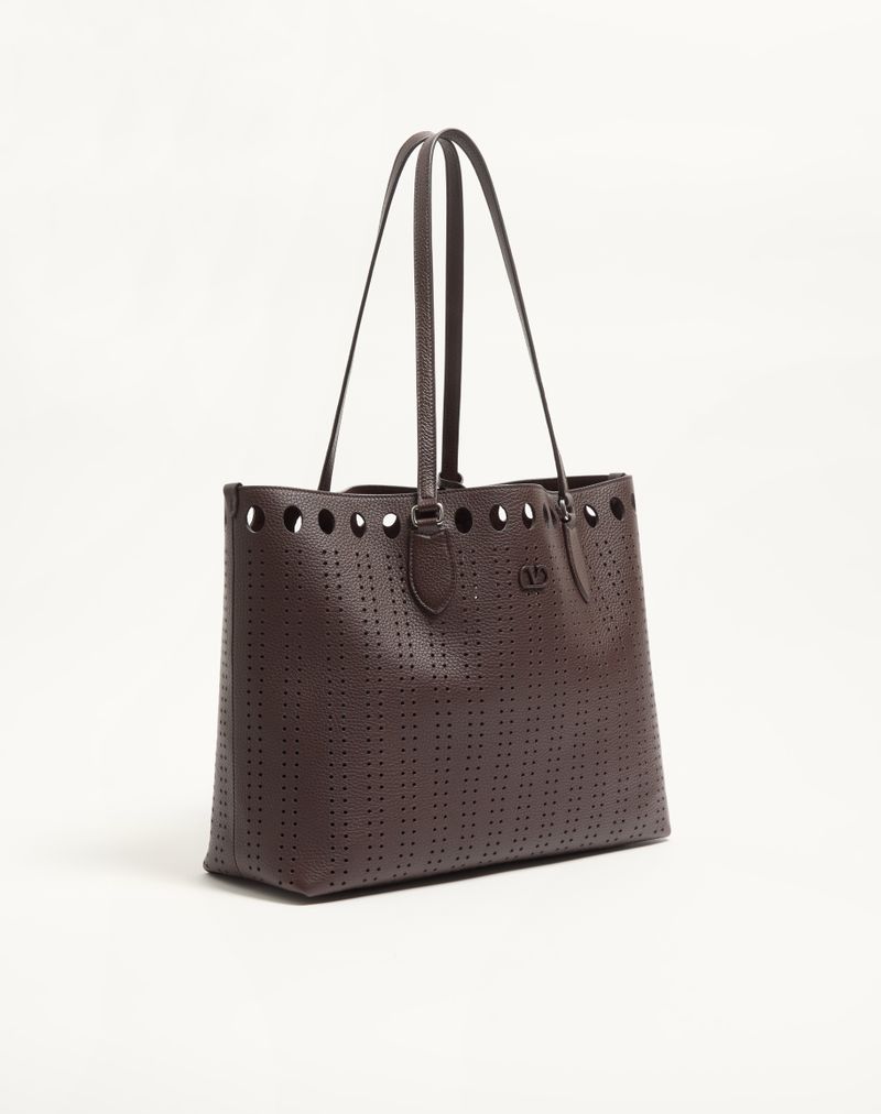 Bolsa de compras média Valentino Garavani Dottie em couro perfurado