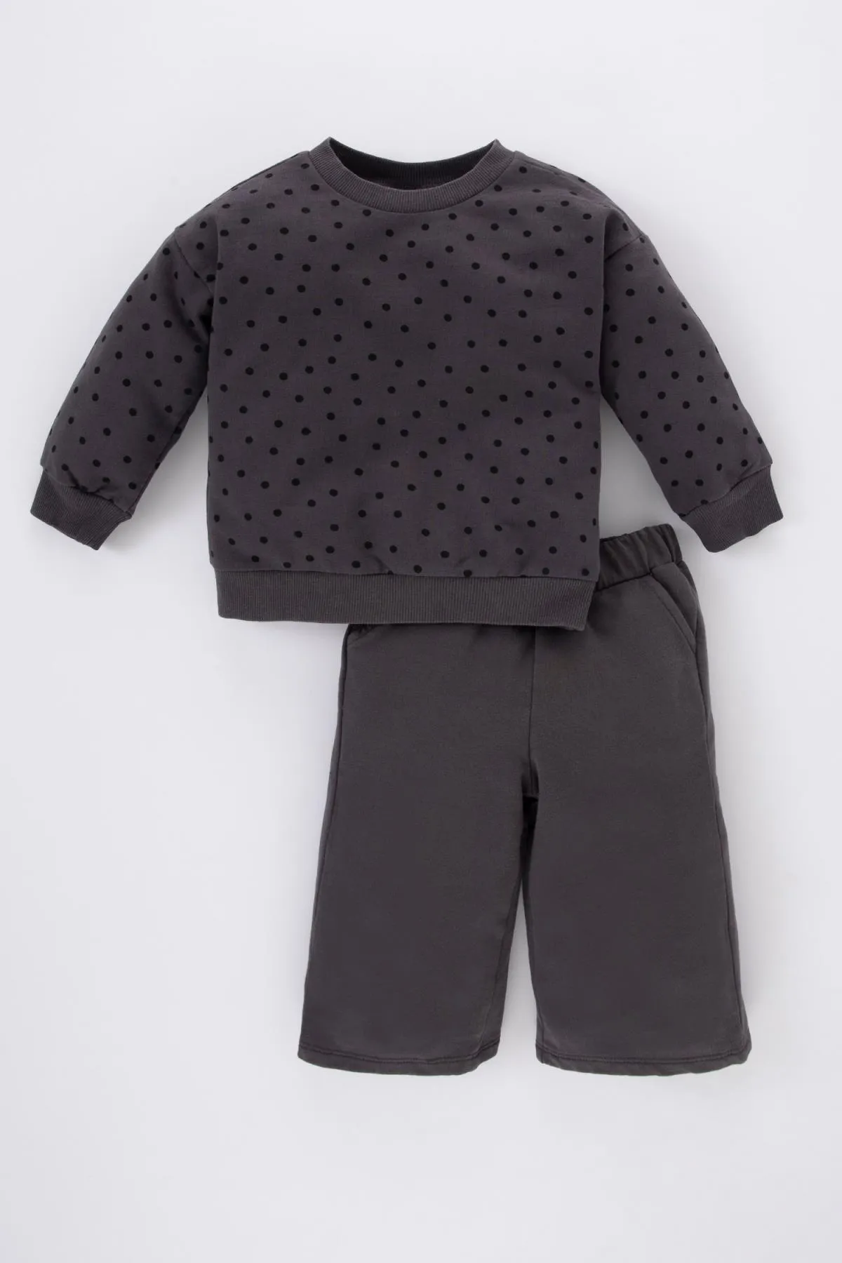DeFacto  Baby-Mädchen-Sweatshirt-Jogginghose mit Polka Dots, 2er-Set