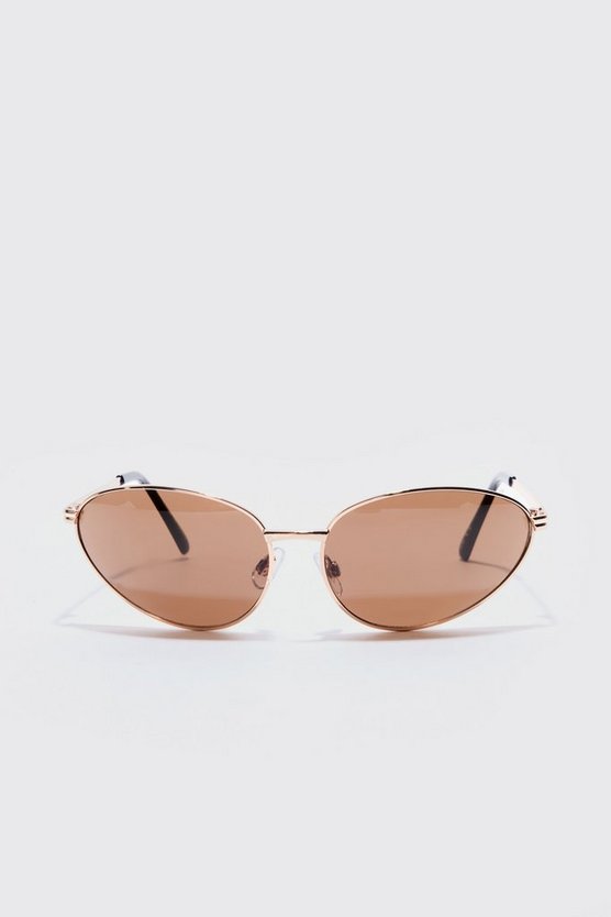 Goldene Metall-Sonnenbrille mit braunen Gläsern