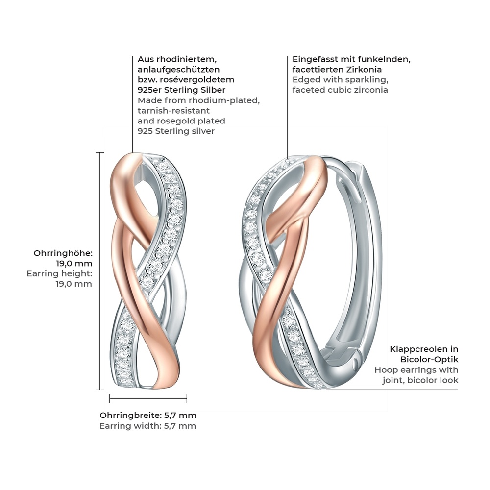 Rafaela Donata Créoles en argent Argent sterling Oxyde de zirconium (CZ) en Argent Boucles d'oreilles
