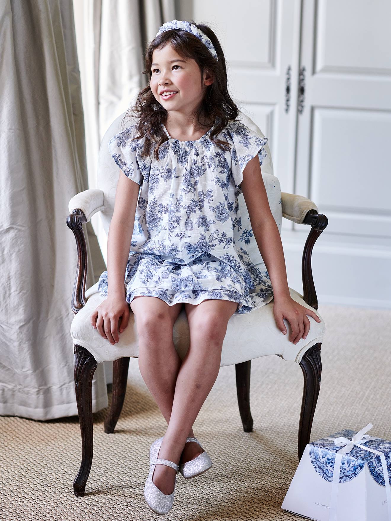 Blouse de cérémonie motif poétique fille écru