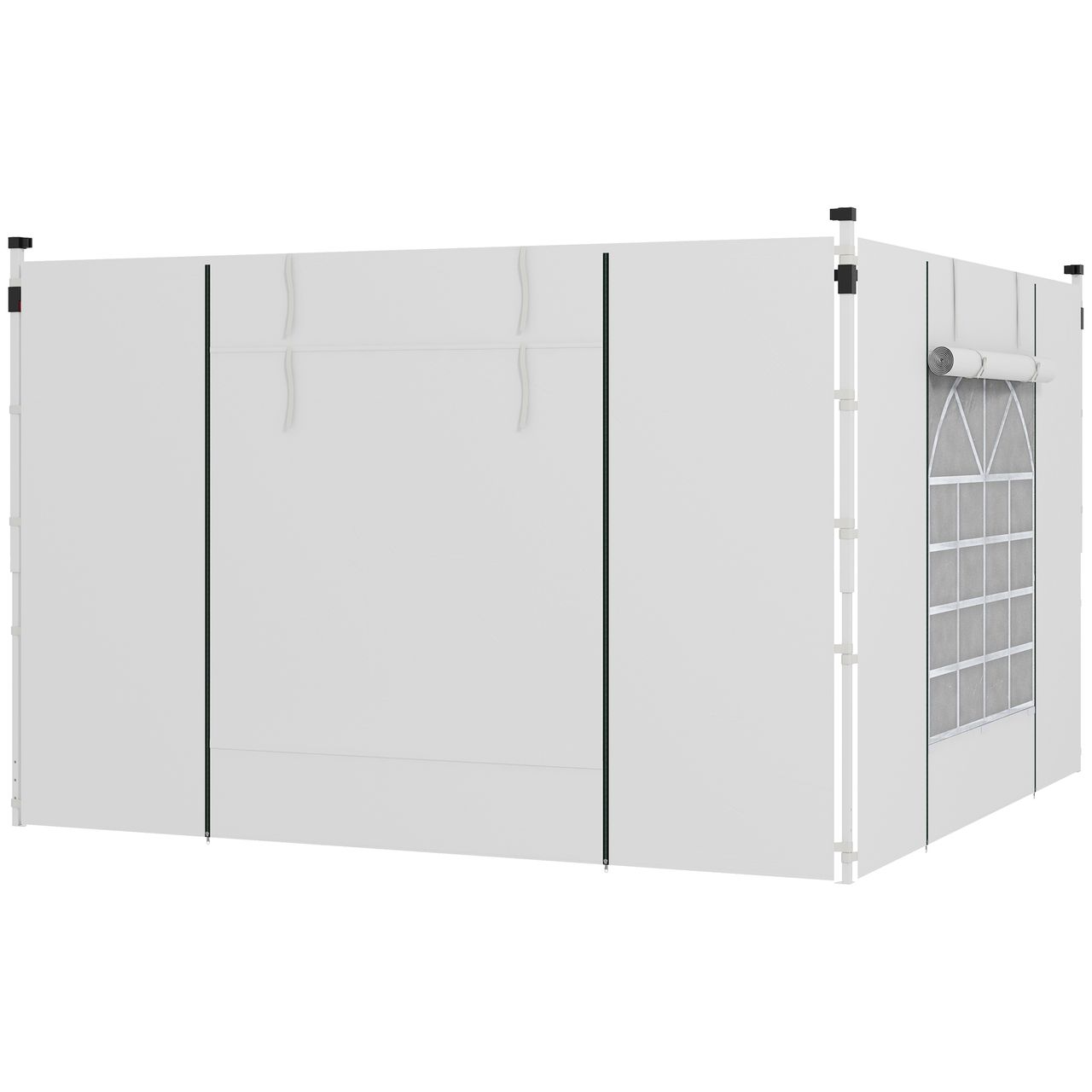 Outsunny 2 Seitenteile Seitenwände für 3x3/3x6m Pavillon mit Fenster, Tür, Weiß
