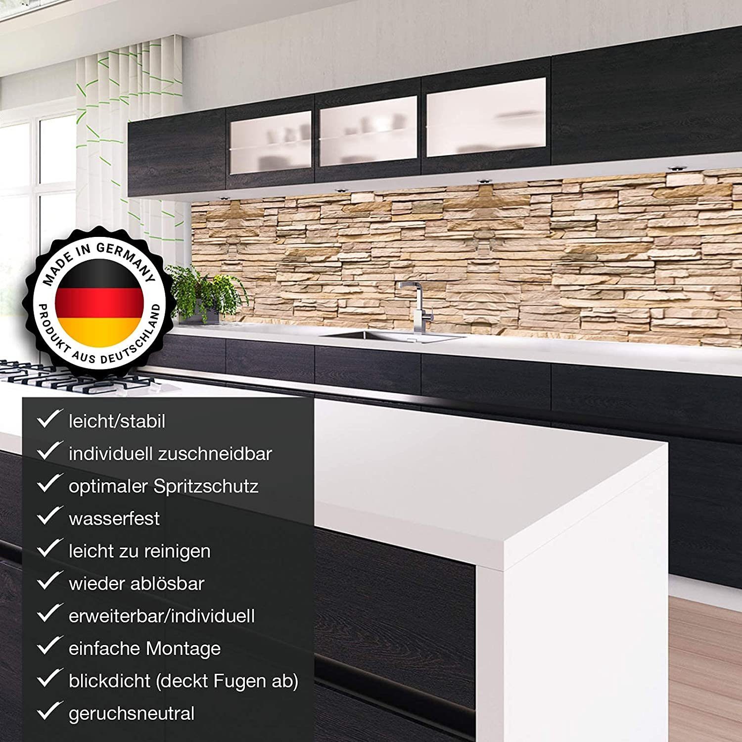 ROXUS Spritzschutz 1a Küchennischen Deko, Spritzschutz, Küchenrückwand, Wandschutz, Wandschutz,einfach leichte schnelle Montage